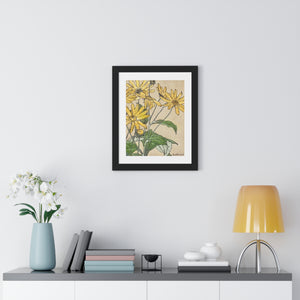 Framed Vertical Poster - Sunflowers Print