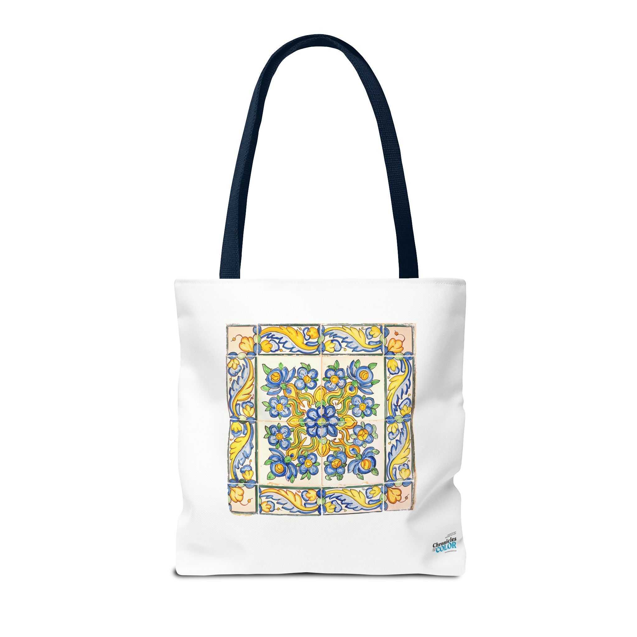 Stylish Tote Bag - Yellow Flower Tiles