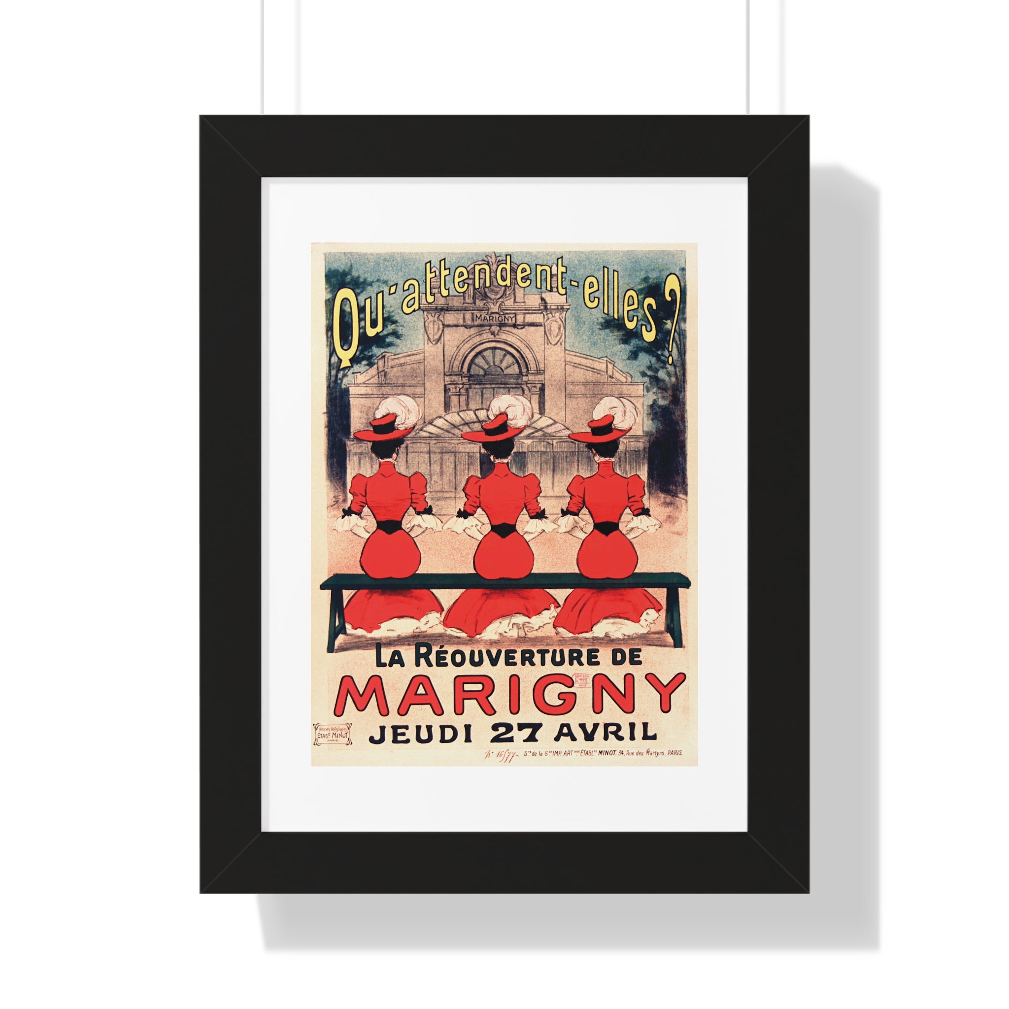 Framed Vertical Poster - Paris’ Marigny Theatre Reopening Vintage Artwork (1905)