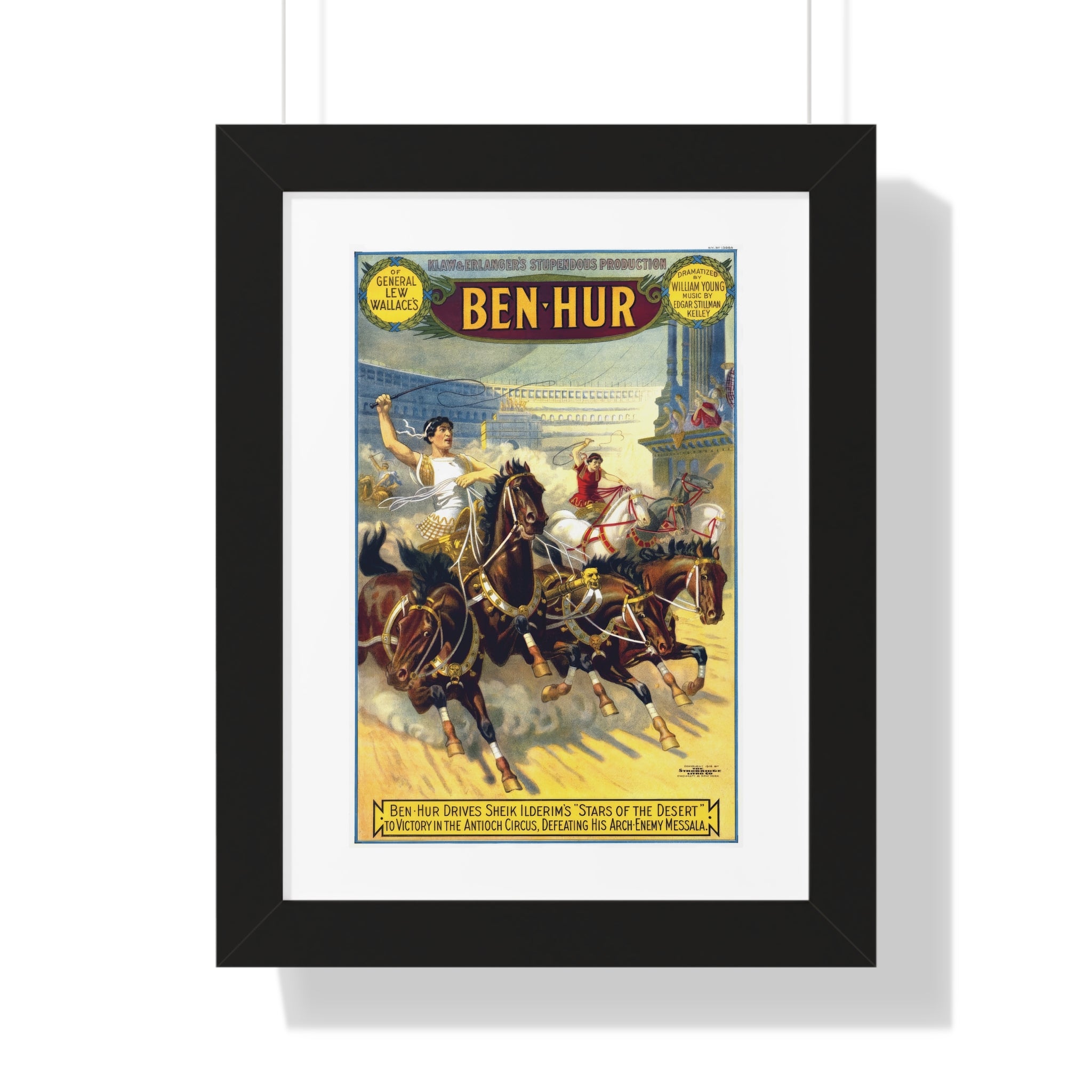 Framed Vertical Poster - Ben-Hur Broadway Premiere Vintage Artwork (1899)