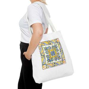 Stylish Tote Bag - Yellow Flower Tiles