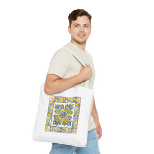 Stylish Tote Bag - Yellow Flower Tiles