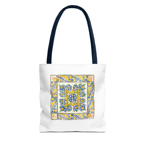 Stylish Tote Bag - Yellow Flower Tiles