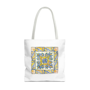 Stylish Tote Bag - Yellow Flower Tiles