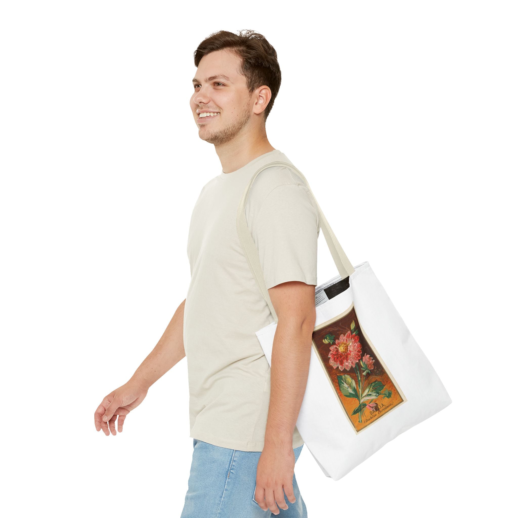 Stylish Tote Bag - Dahlia Coccinea Flower Artwork (1890)