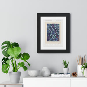 Framed Vertical Poster - Stenciled Flowers in Oriental Style