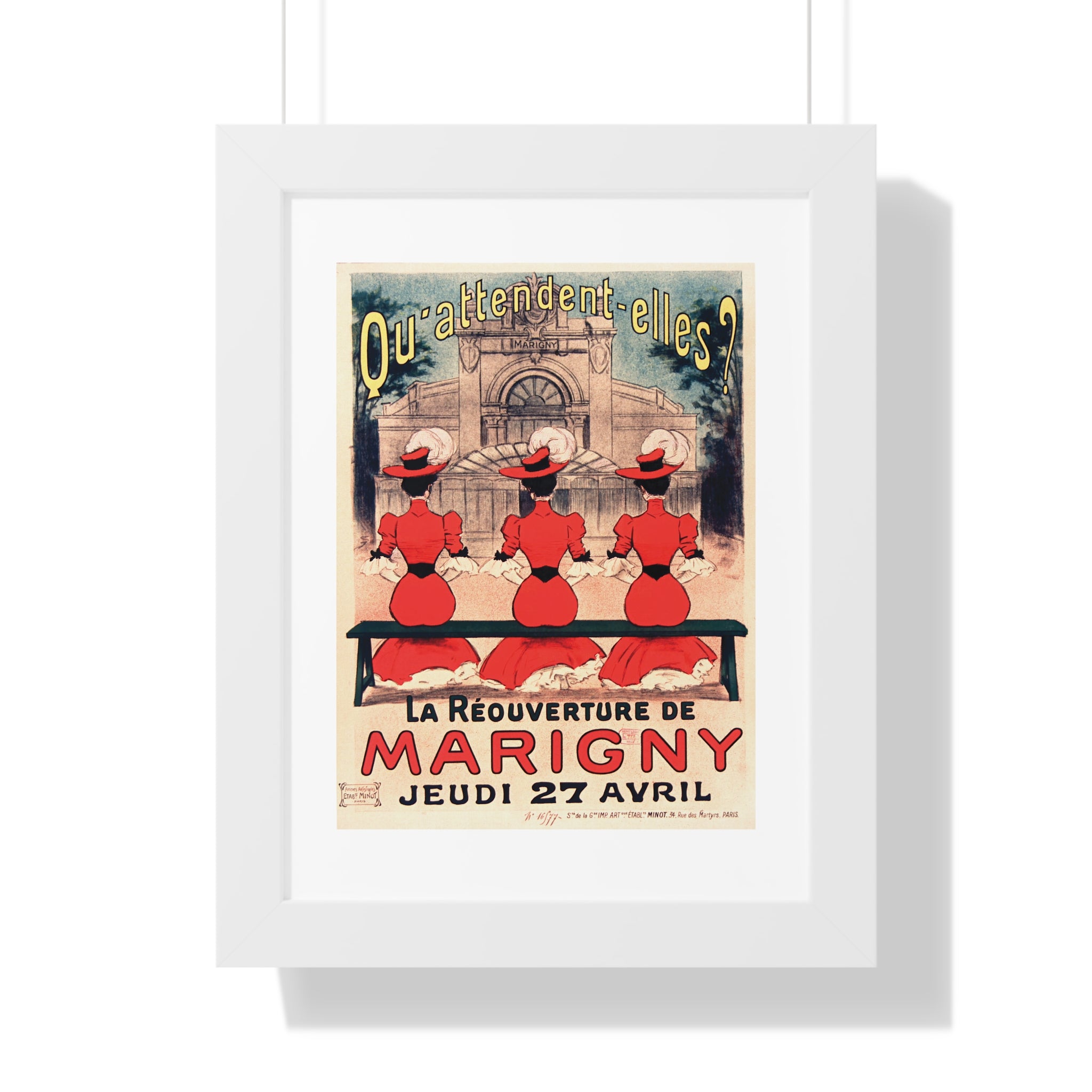 Framed Vertical Poster - Paris’ Marigny Theatre Reopening Vintage Artwork (1905)