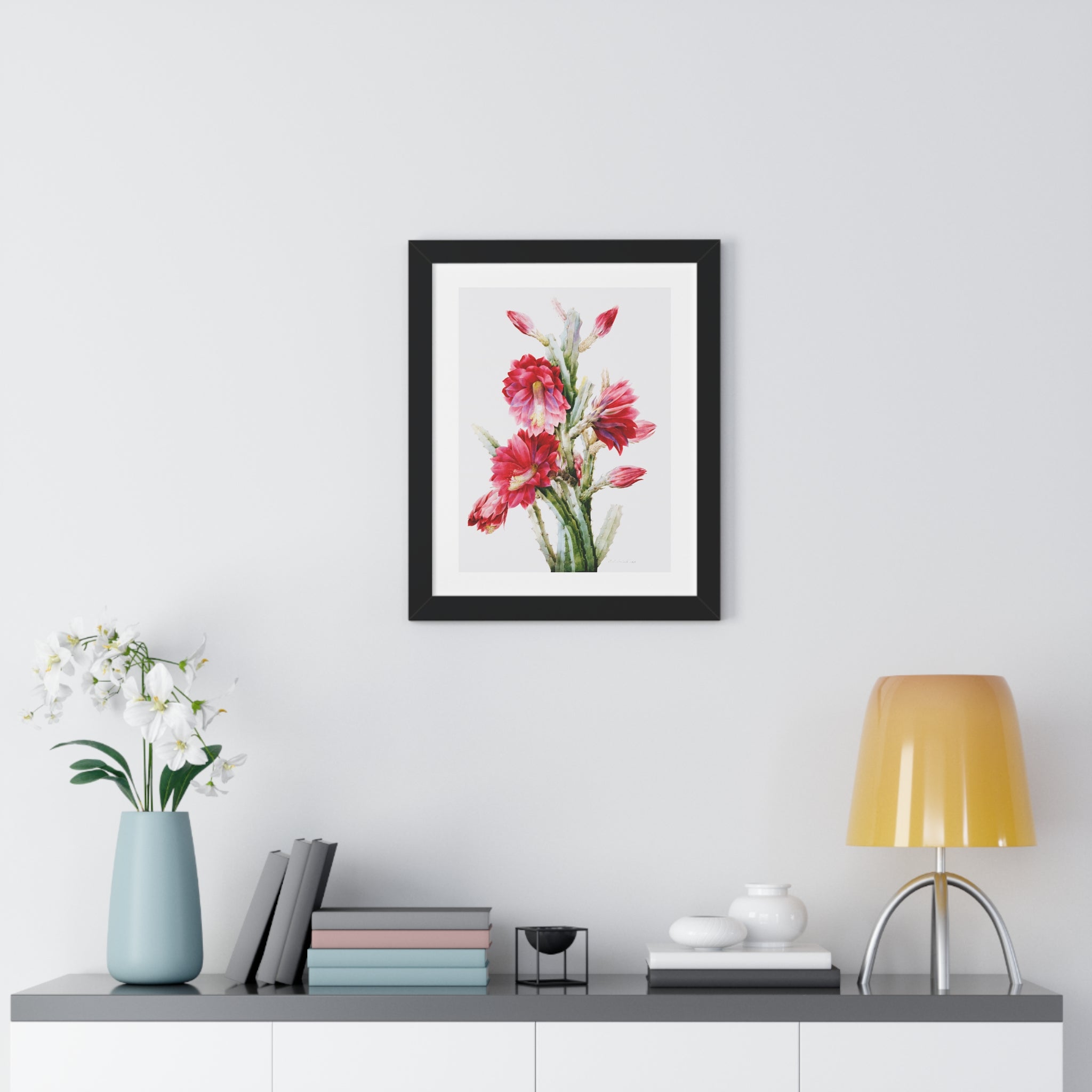 Framed Vertical Poster - A Flowering Cactus: Heliocereus Speciosus