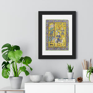 Framed Vertical Poster - Bahram Gur and Fitna Tile Painting