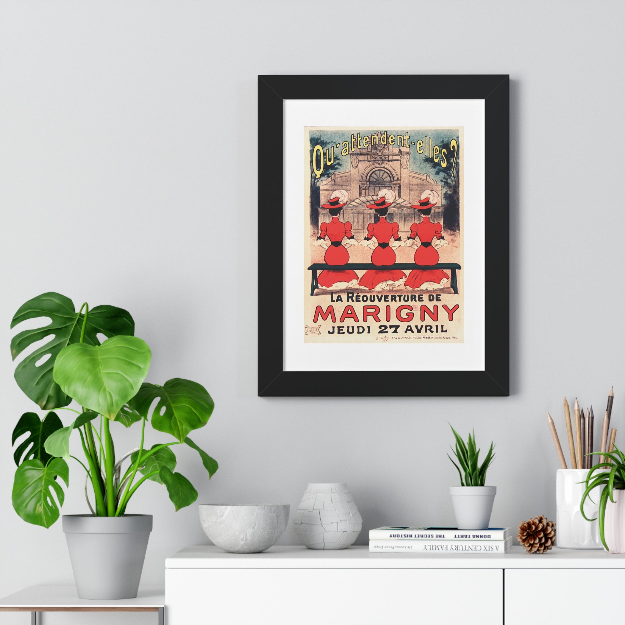 Framed Vertical Poster - Paris’ Marigny Theatre Reopening Vintage Artwork (1905)
