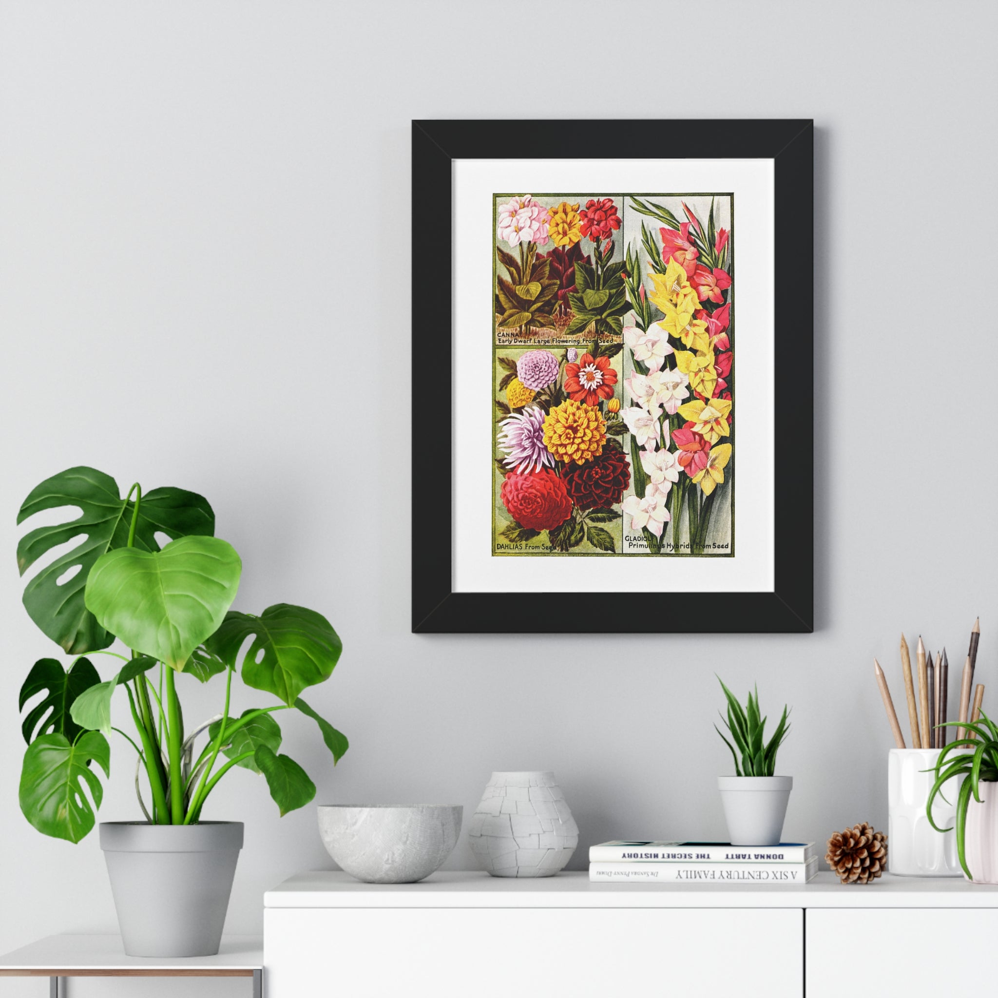 Framed Vertical Poster - Childs' Seeds, Flower Catalog Plate
