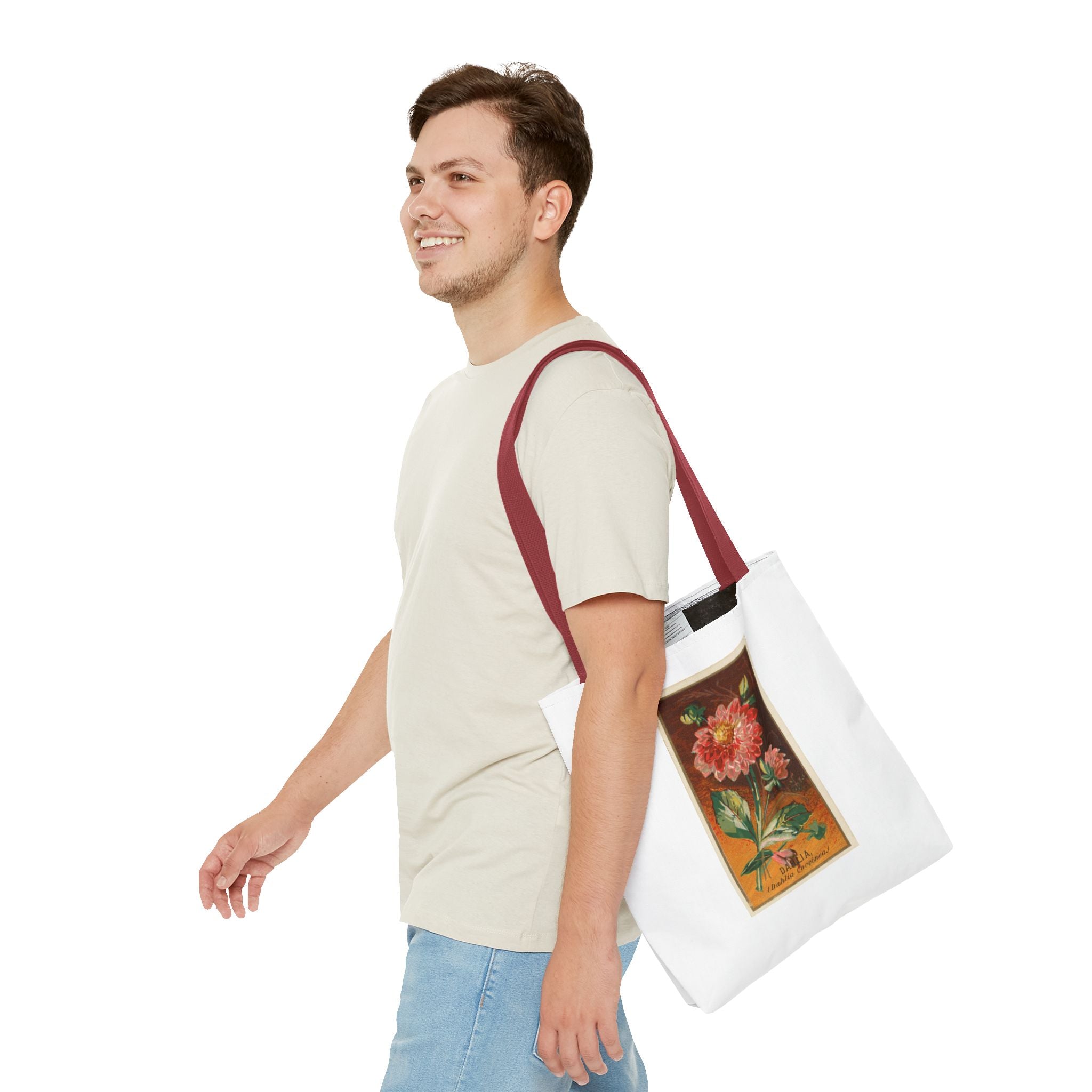 Stylish Tote Bag - Dahlia Coccinea Flower Artwork (1890)