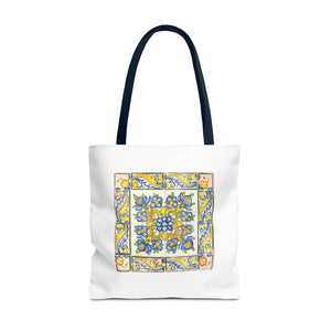 Stylish Tote Bag - Yellow Flower Tiles