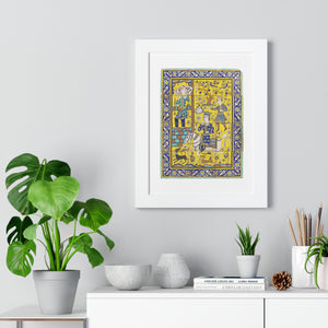 Framed Vertical Poster - Bahram Gur and Fitna Tile Painting