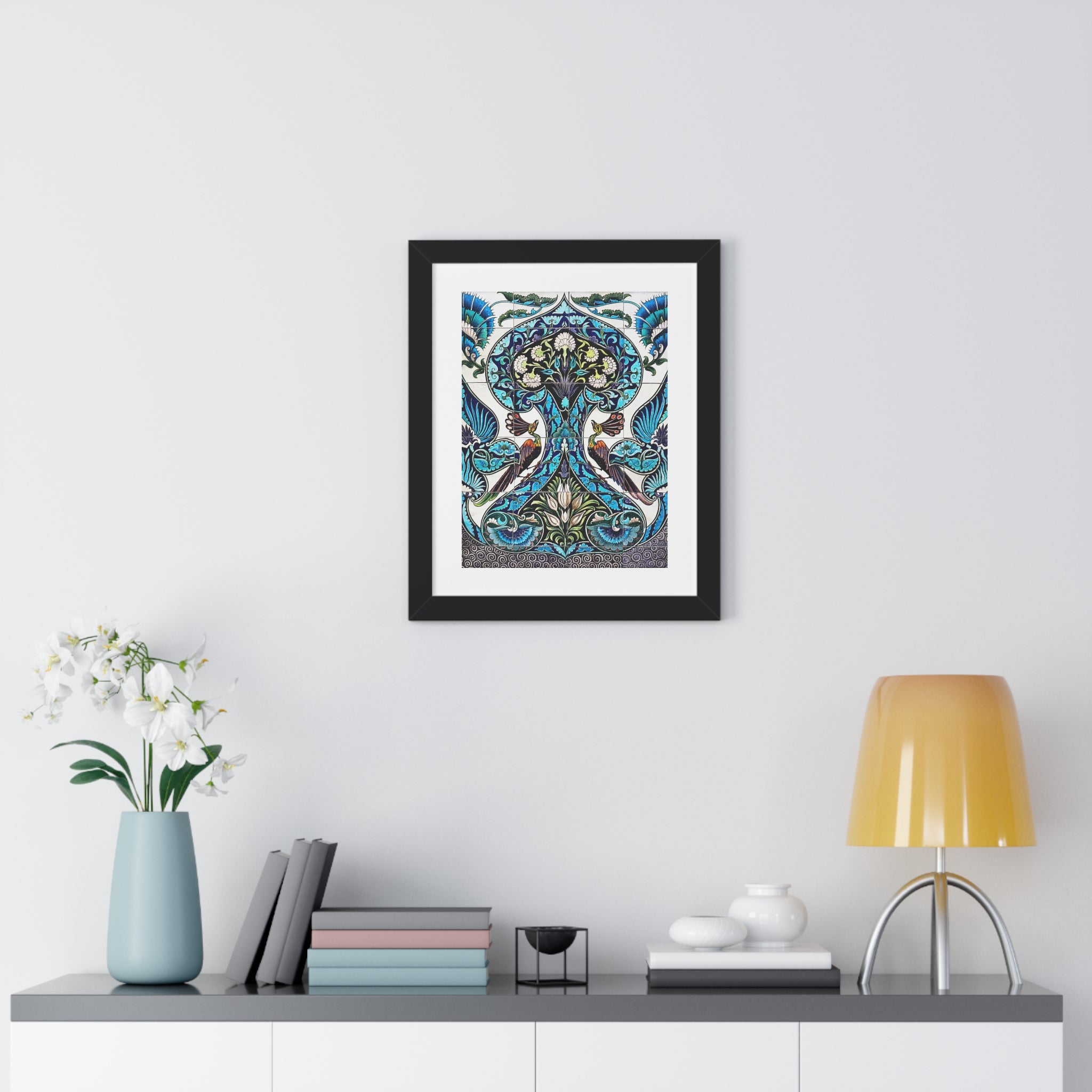 Framed Vertical Poster - Lustered Earthenware Tile Panel