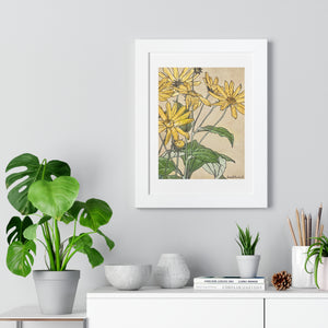 Framed Vertical Poster - Sunflowers Print
