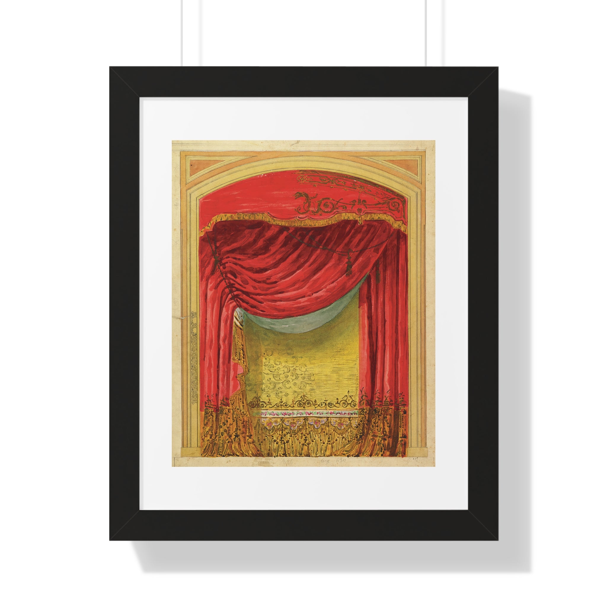 Framed Vertical Poster - Casino de St. Etienne Stage Design Artwork by Eugène Cicéri