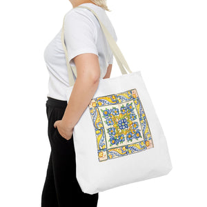 Stylish Tote Bag - Yellow Flower Tiles