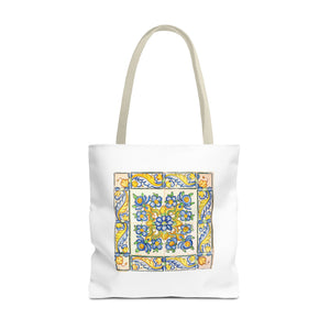 Stylish Tote Bag - Yellow Flower Tiles