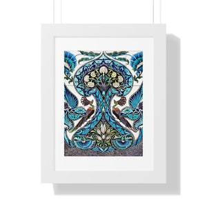 Framed Vertical Poster - Lustered Earthenware Tile Panel