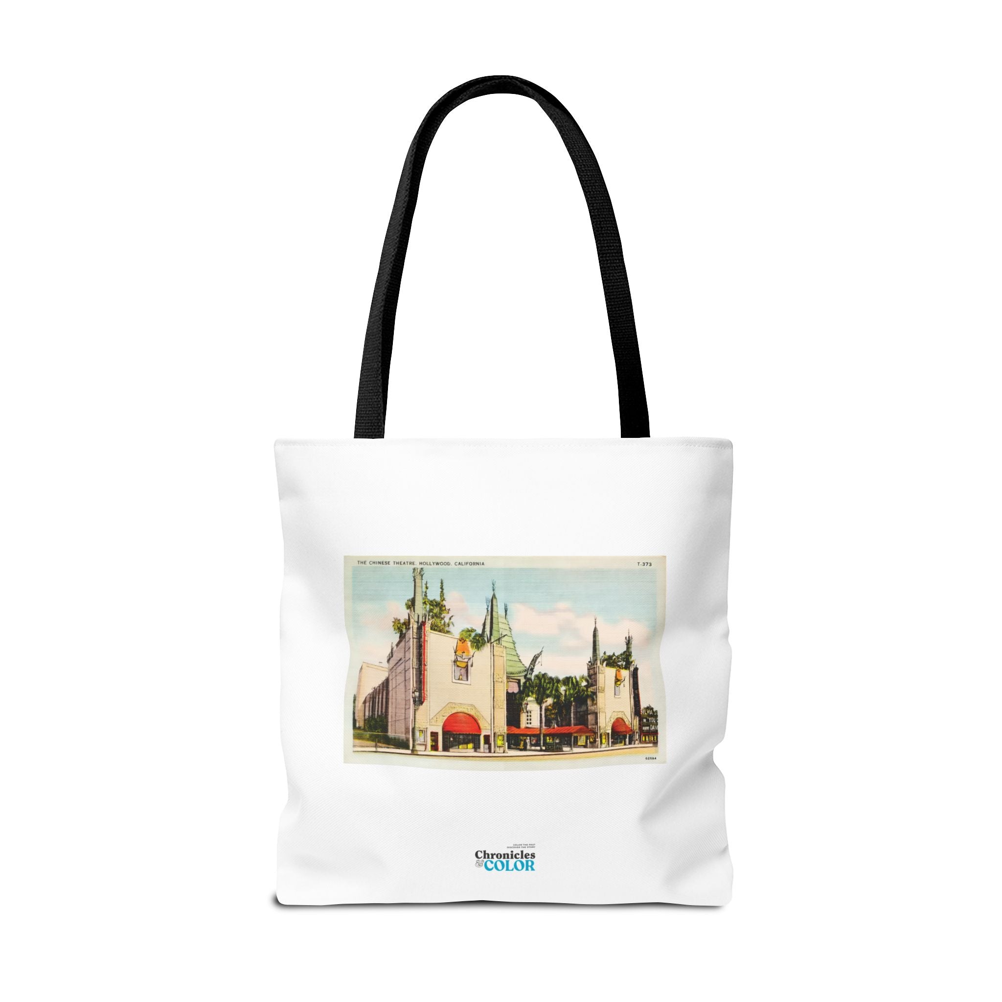 Stylish Tote Bag - Grauman’s Chinese Theatre, Hollywood Vintage Postcard Art