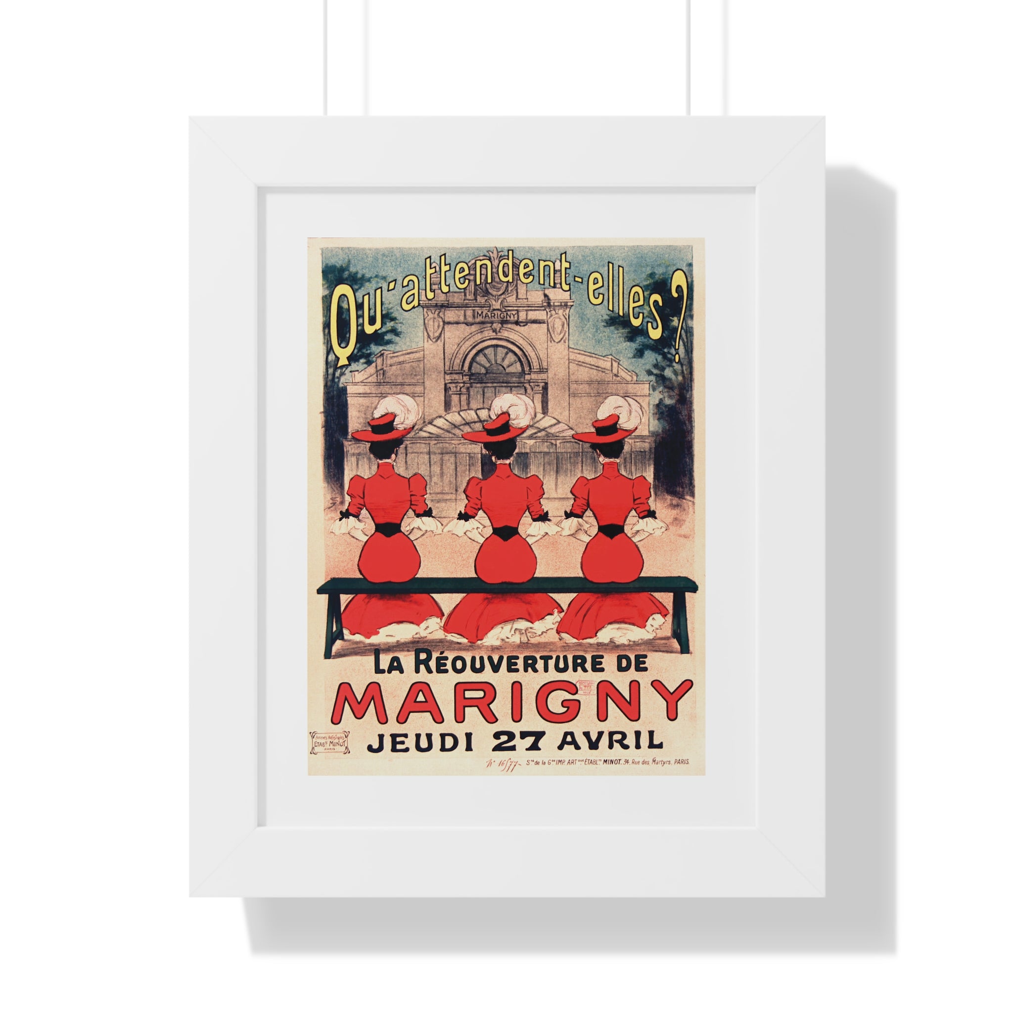 Framed Vertical Poster - Paris’ Marigny Theatre Reopening Vintage Artwork (1905)
