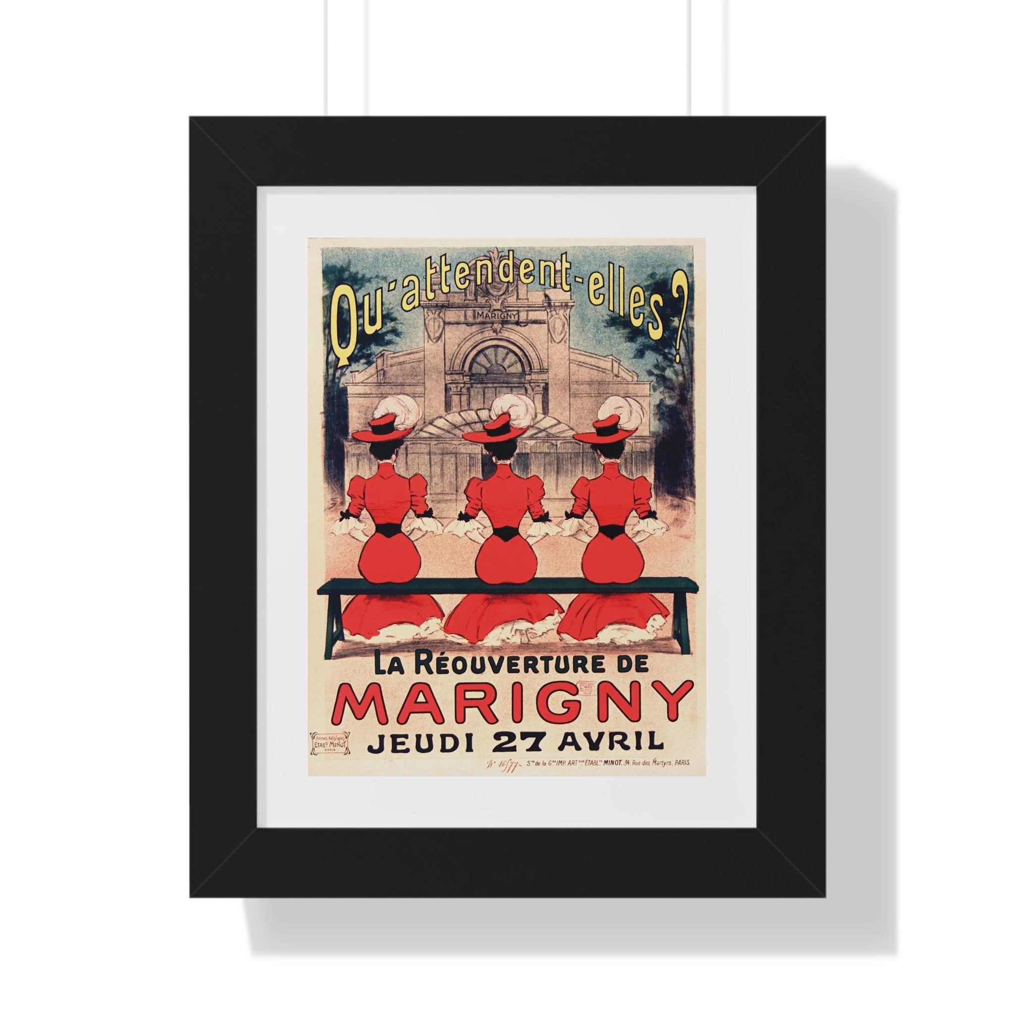 Framed Vertical Poster - Paris’ Marigny Theatre Reopening Vintage Artwork (1905)