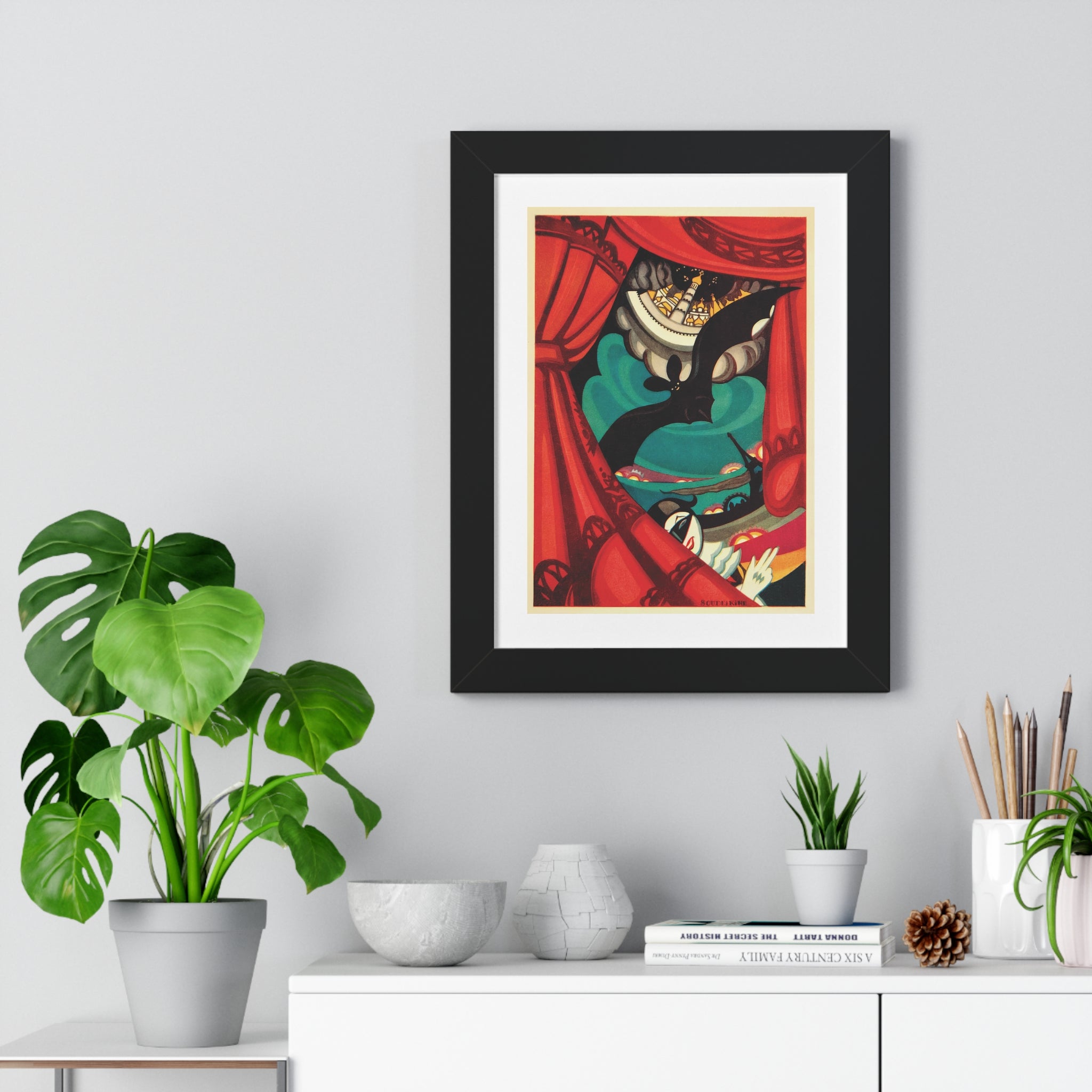 Framed Vertical Poster - Nikita Balieff’s Bat Theatre, Moscow Vintage Artwork (1922)