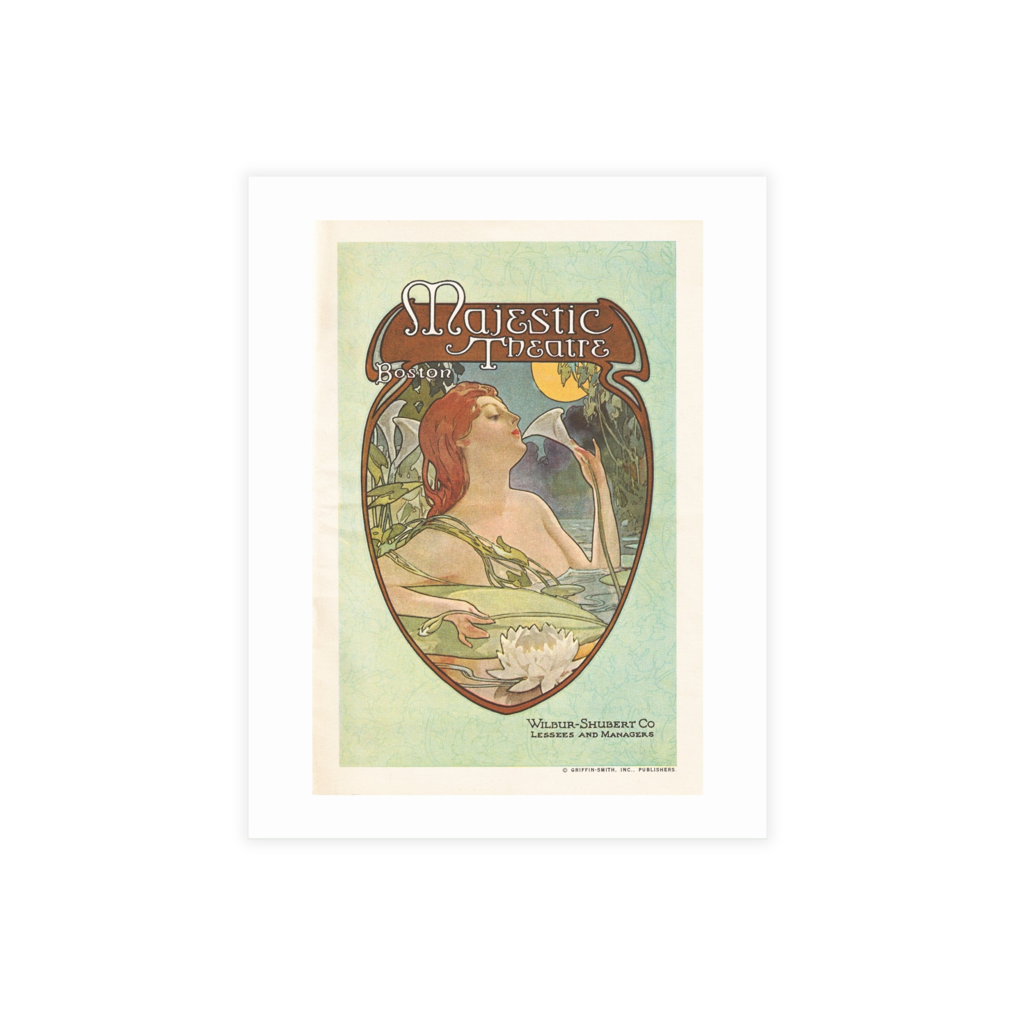 Postcard Bundles (envelopes included) - Boston’s Majestic Theatre, Art Nouveau Playbill Artwork 1914