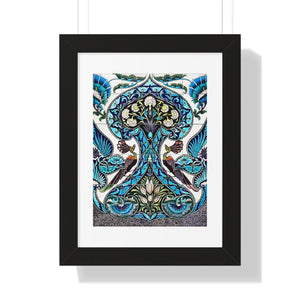 Framed Vertical Poster - Lustered Earthenware Tile Panel
