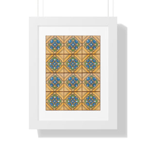 Framed Vertical Poster - Malibu Potteries Tile, Adamson House