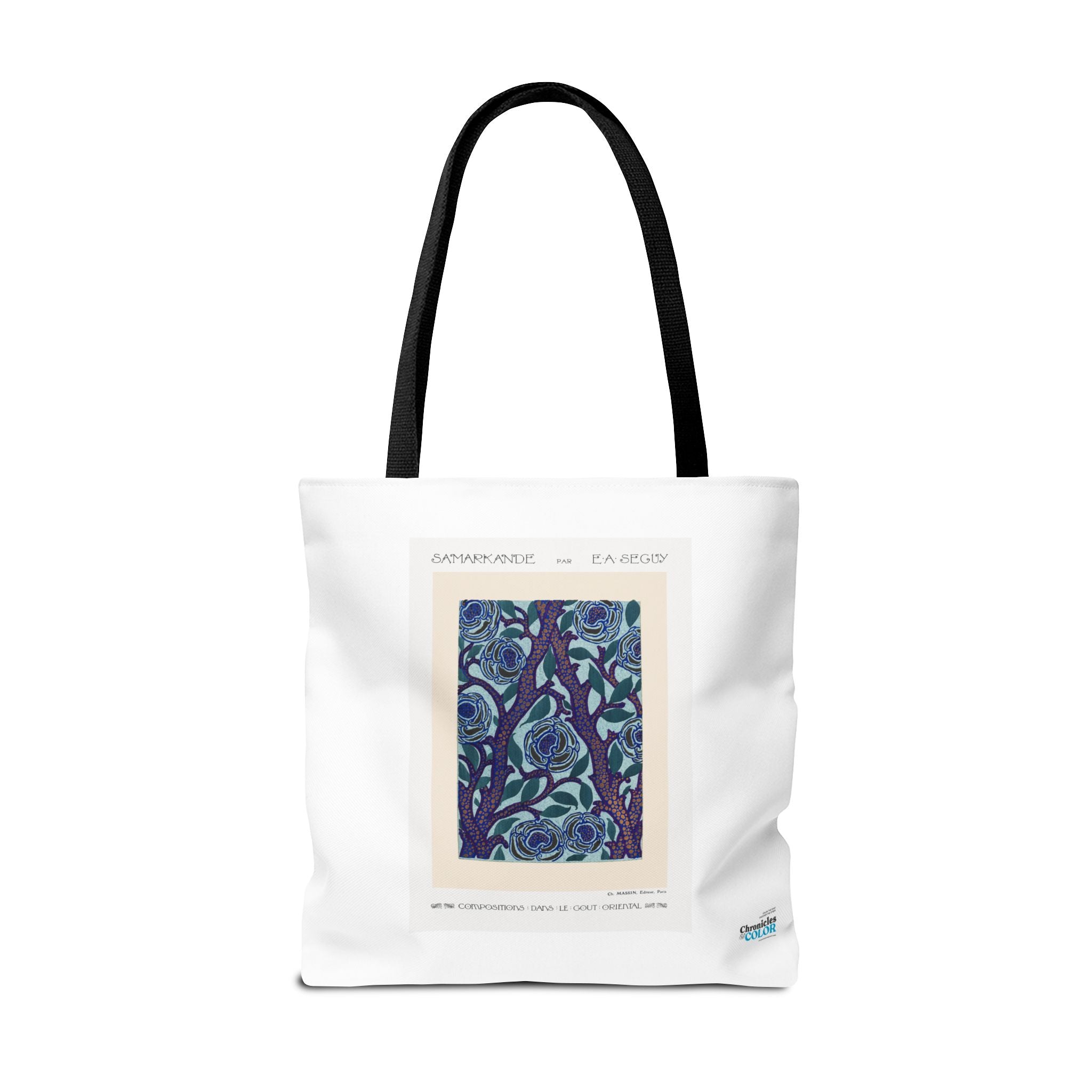 Stylish Tote Bag - Stenciled Flowers in Oriental Style