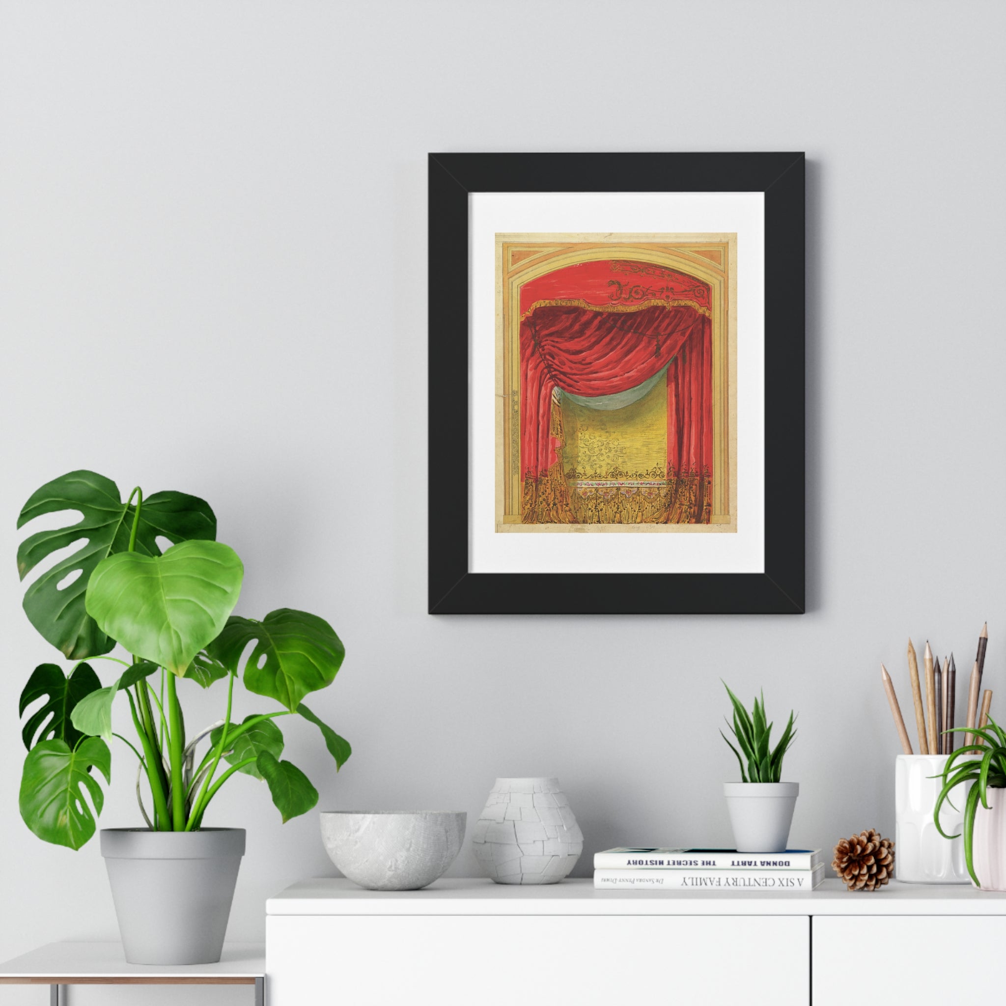 Framed Vertical Poster - Casino de St. Etienne Stage Design Artwork by Eugène Cicéri