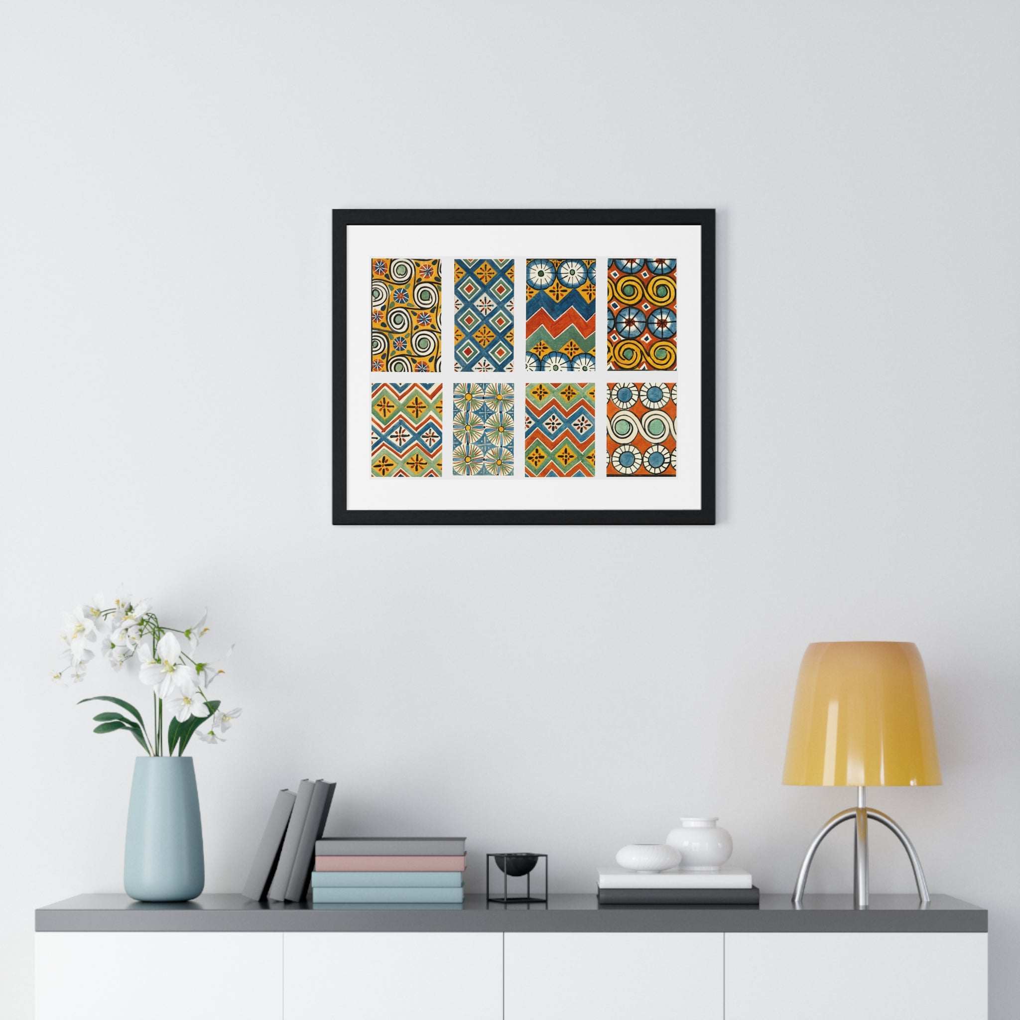 Framed Horizontal Poster - Ceiling Patterns from Egyptian Tomb
