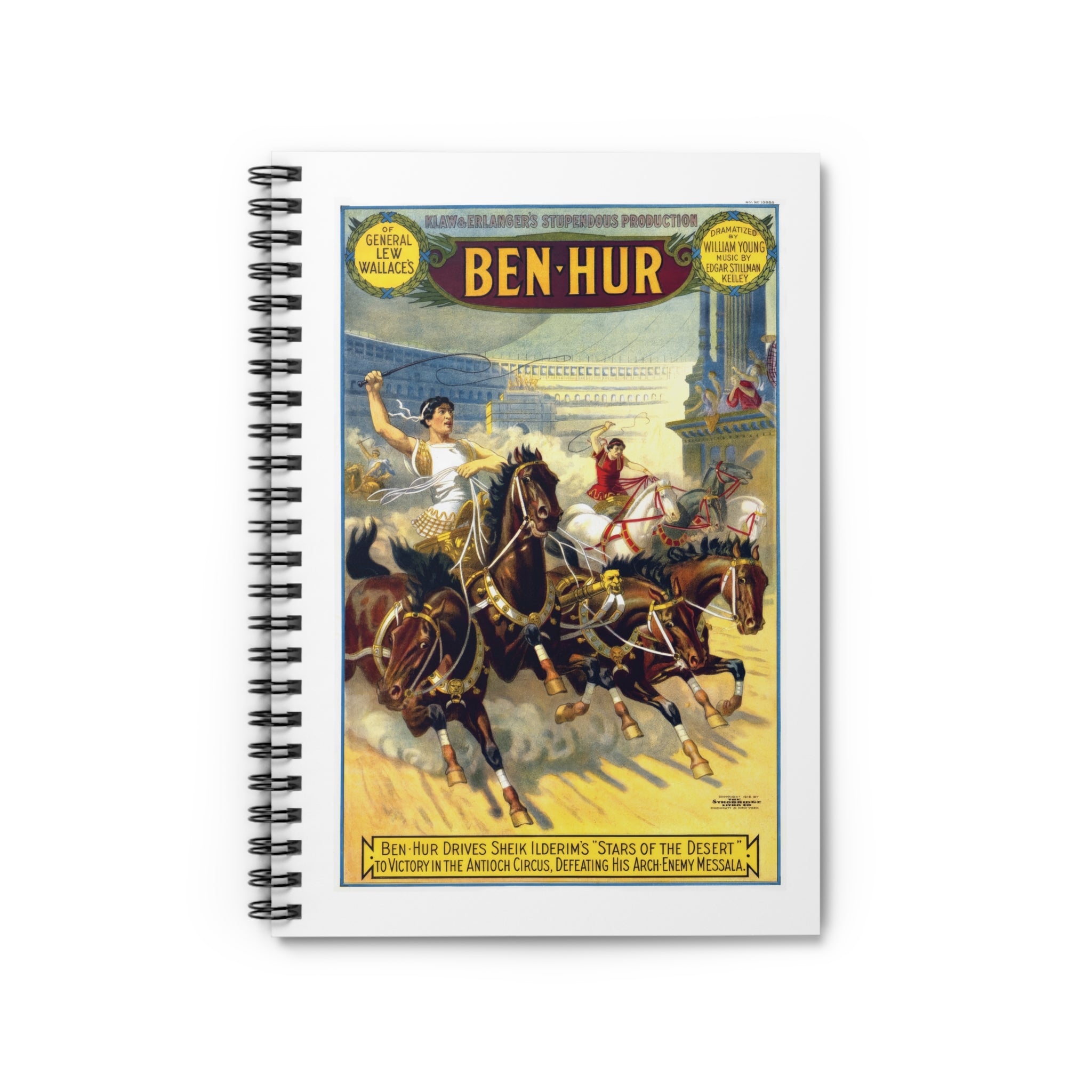 Spiral Notebook (Ruled Line) - Ben-Hur Broadway Premiere Vintage Artwork (1899)