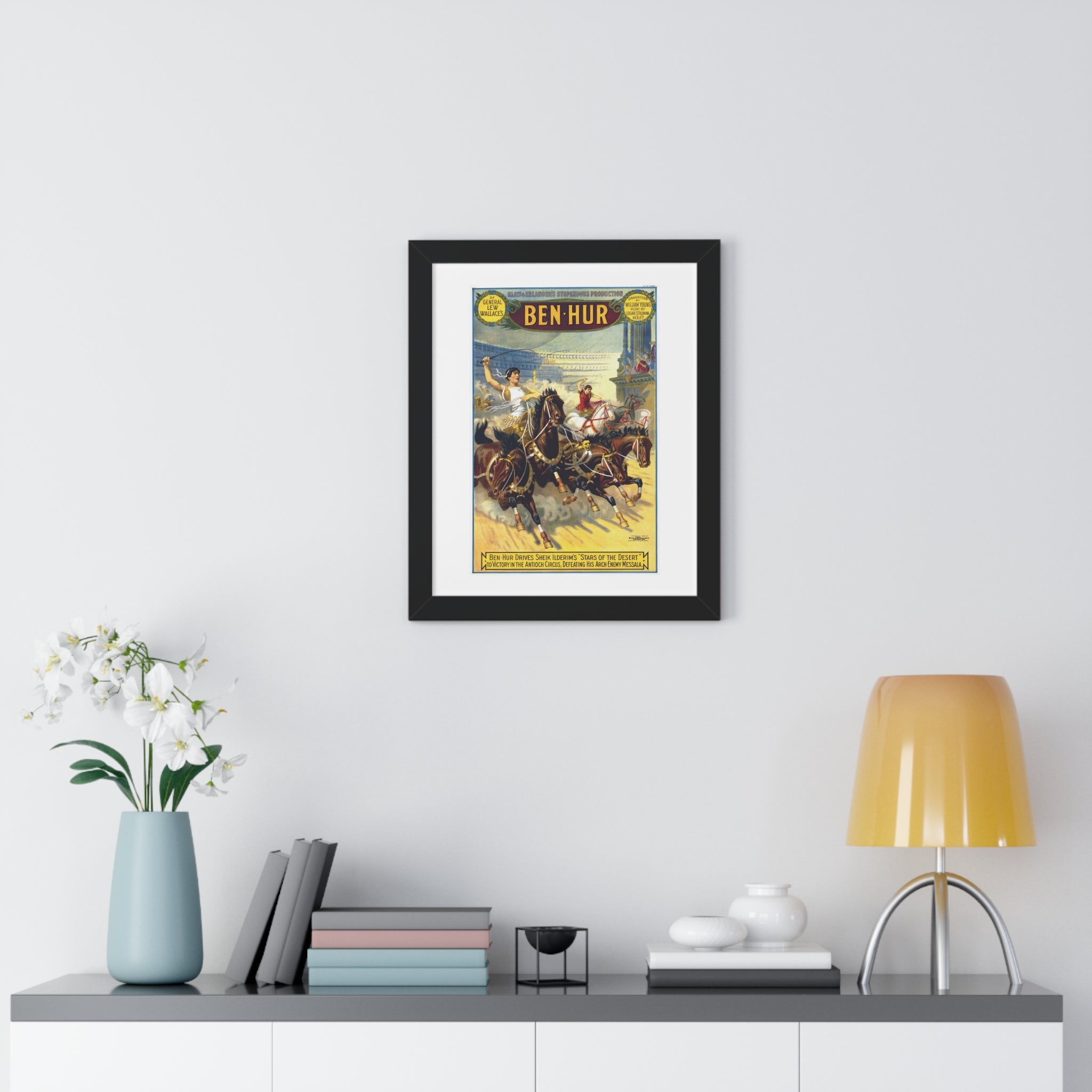Framed Vertical Poster - Ben-Hur Broadway Premiere Vintage Artwork (1899)