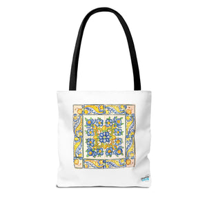 Stylish Tote Bag - Yellow Flower Tiles