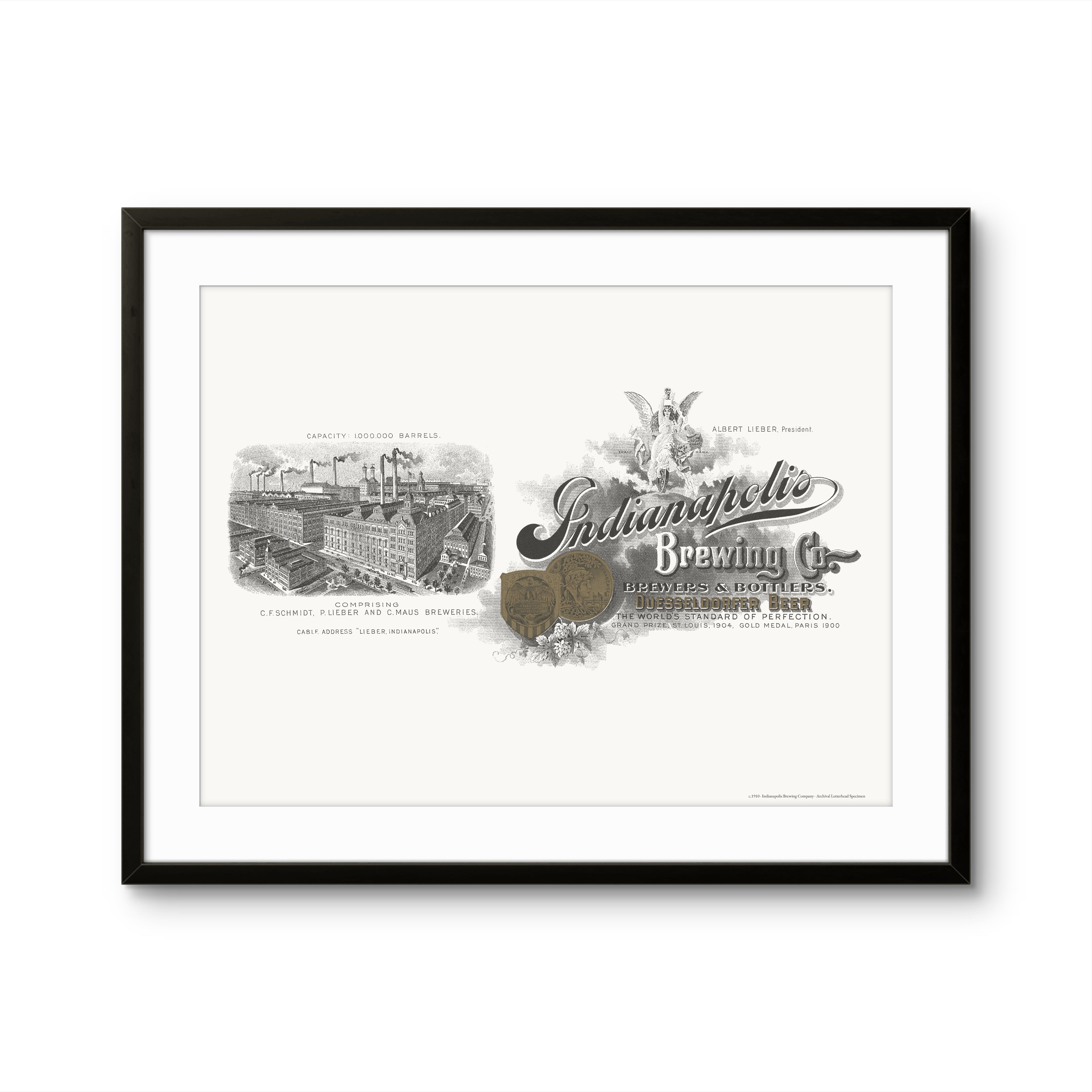 Indianapolis Brewing Company - c. 1910 | Framed Print
