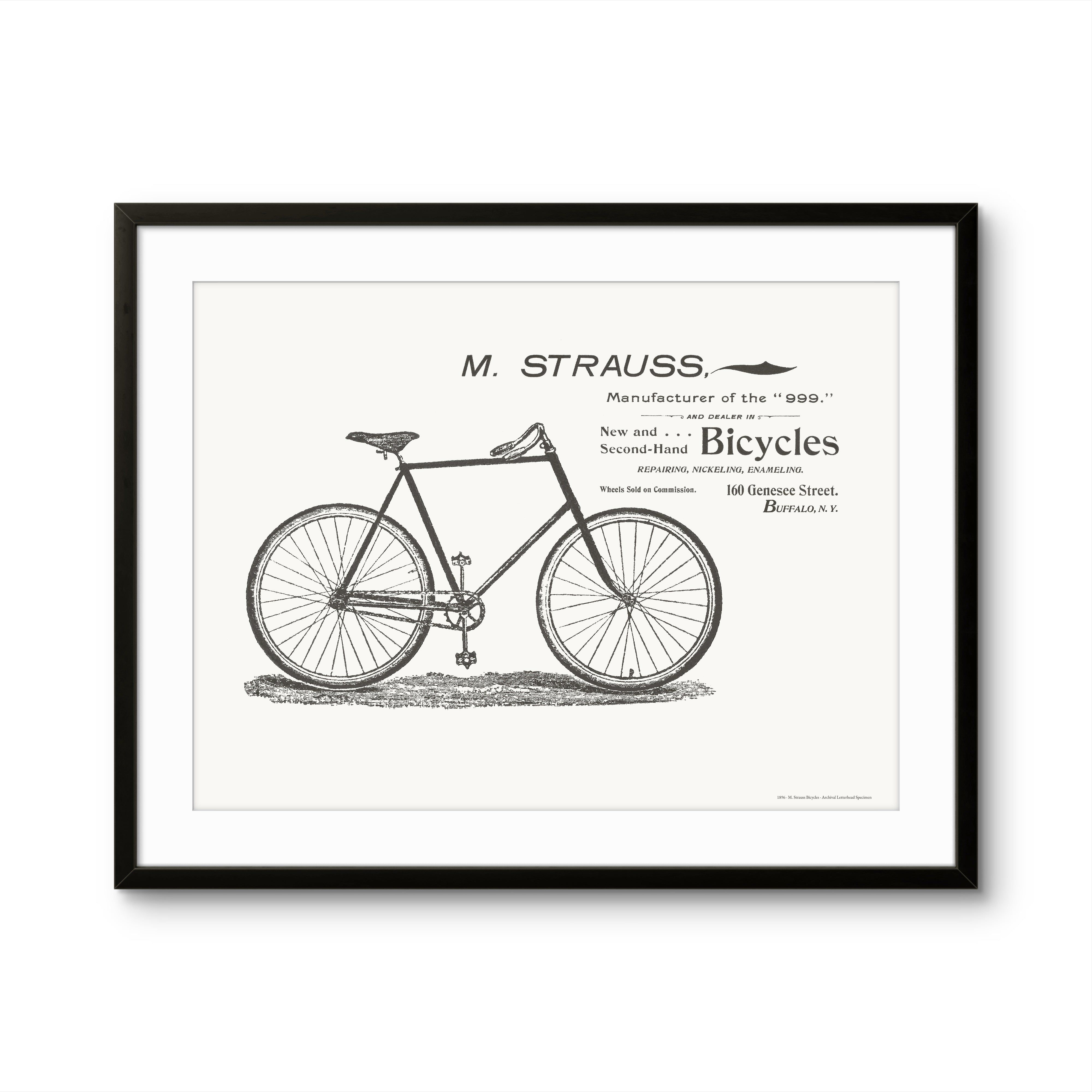 M. Strauss Bicycles, Buffalo — 1896 | Framed Print