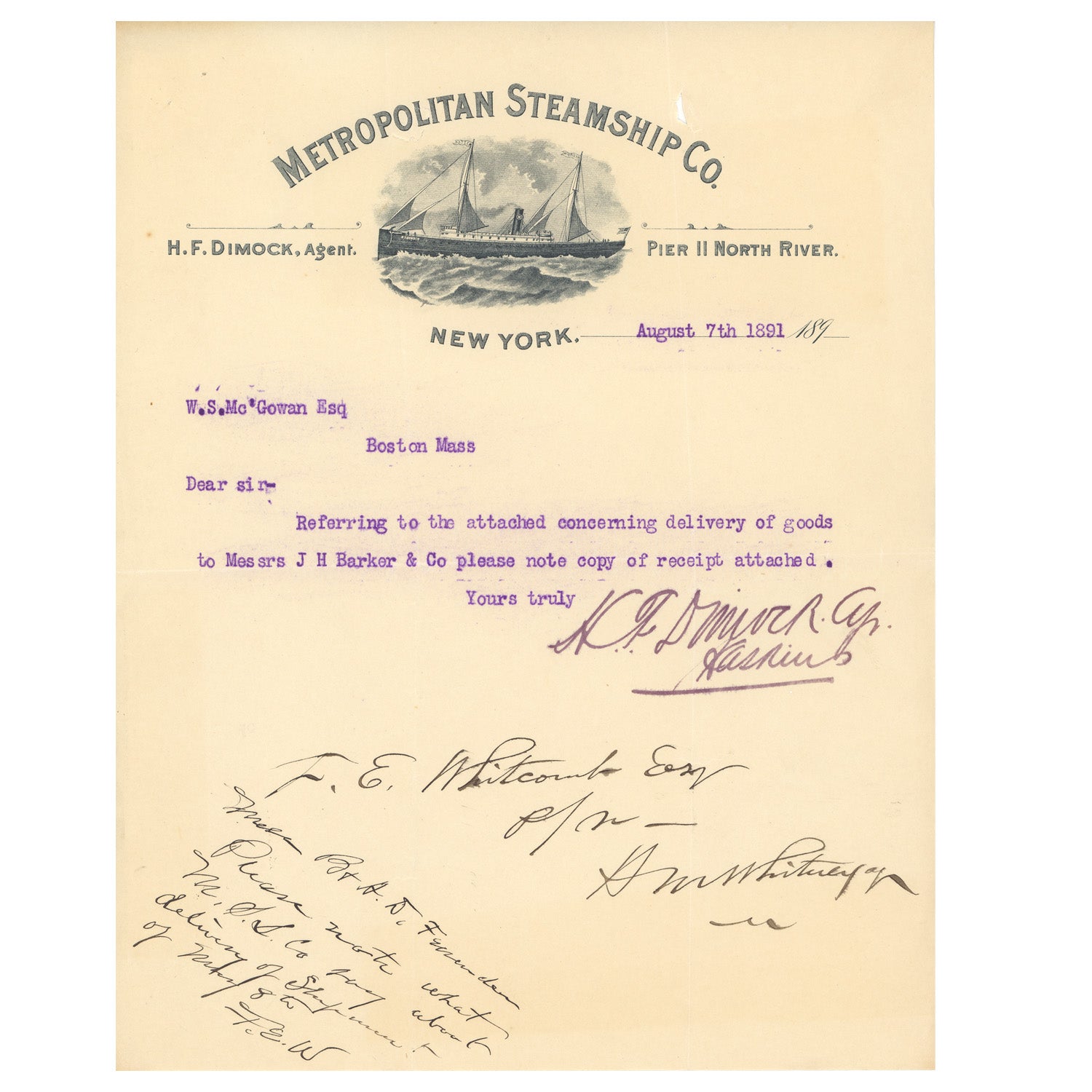 Metropolitan Steamship Co. — 1891 | Framed Print