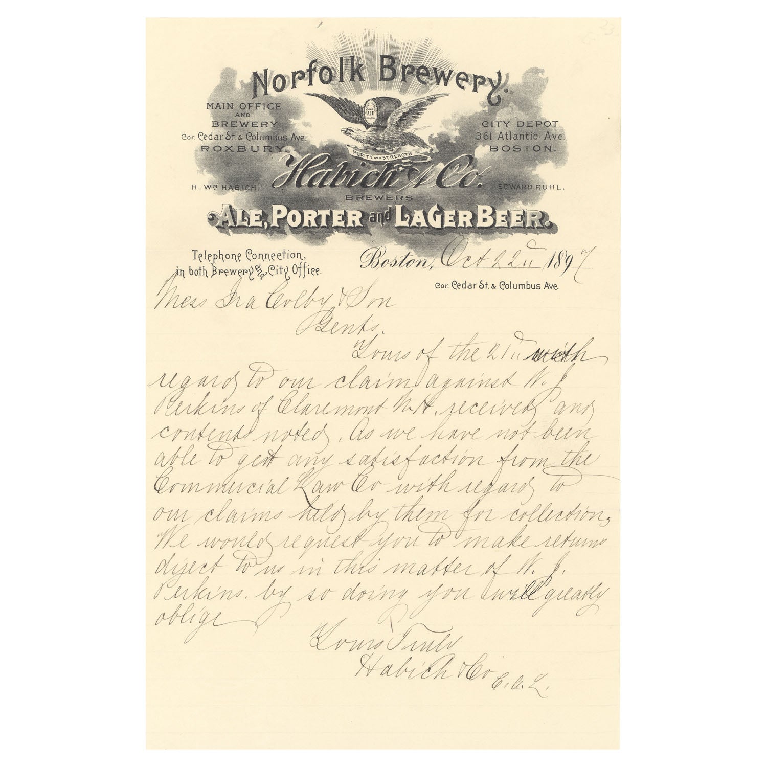 Norfolk Brewery, Boston, MA - 1897 | Framed Print