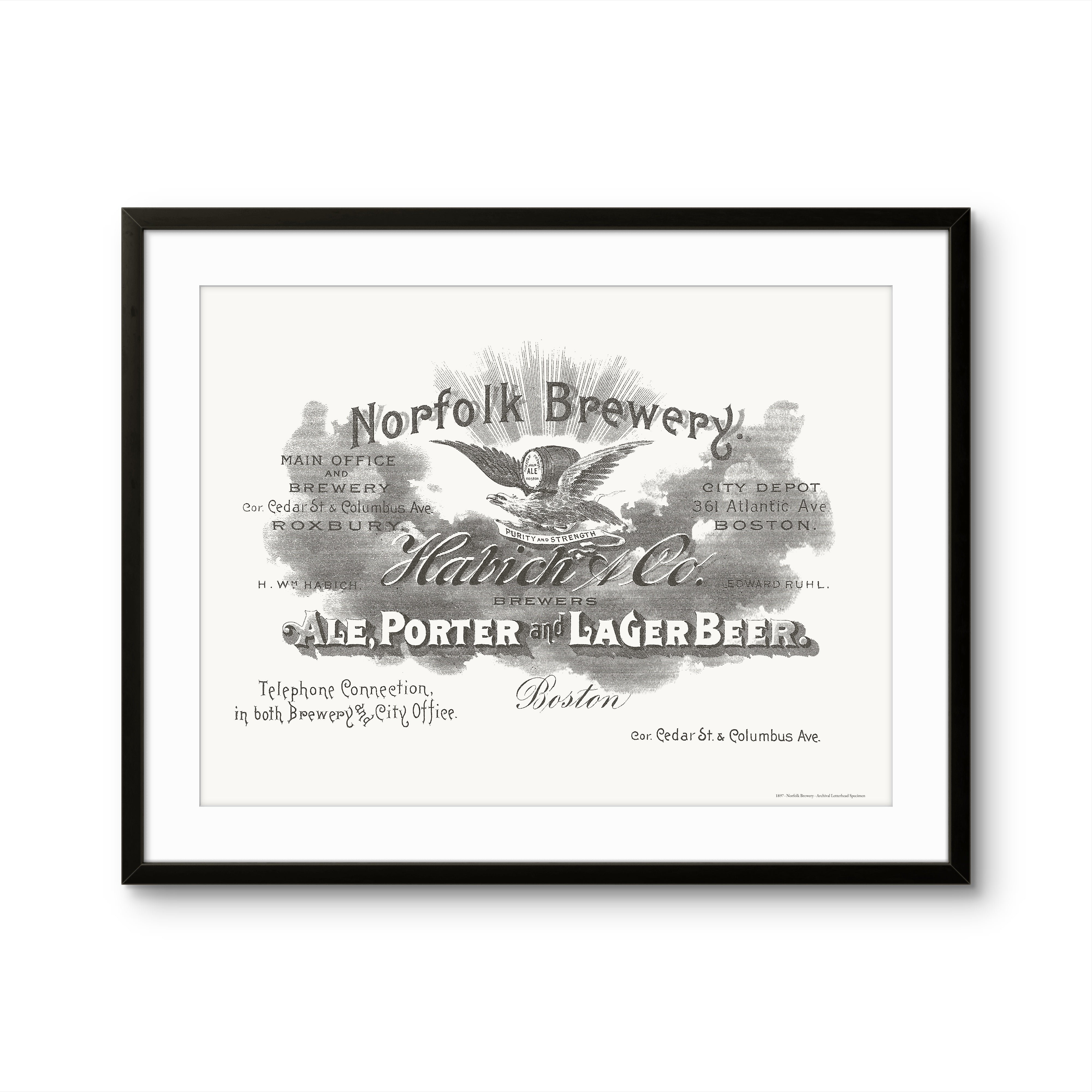 Norfolk Brewery, Boston, MA - 1897 | Framed Print
