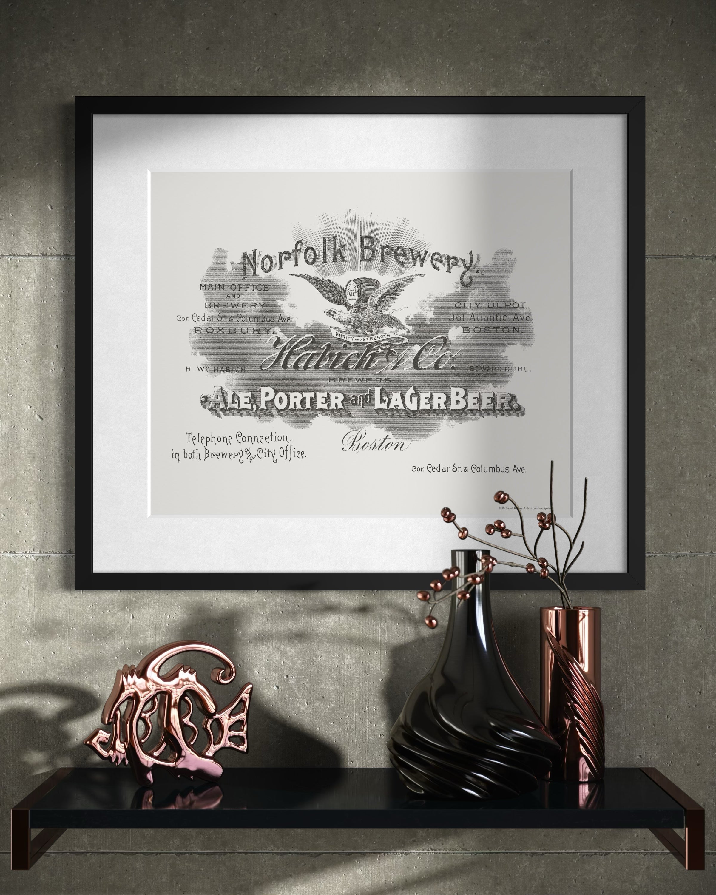 Norfolk Brewery, Boston, MA - 1897 | Framed Print