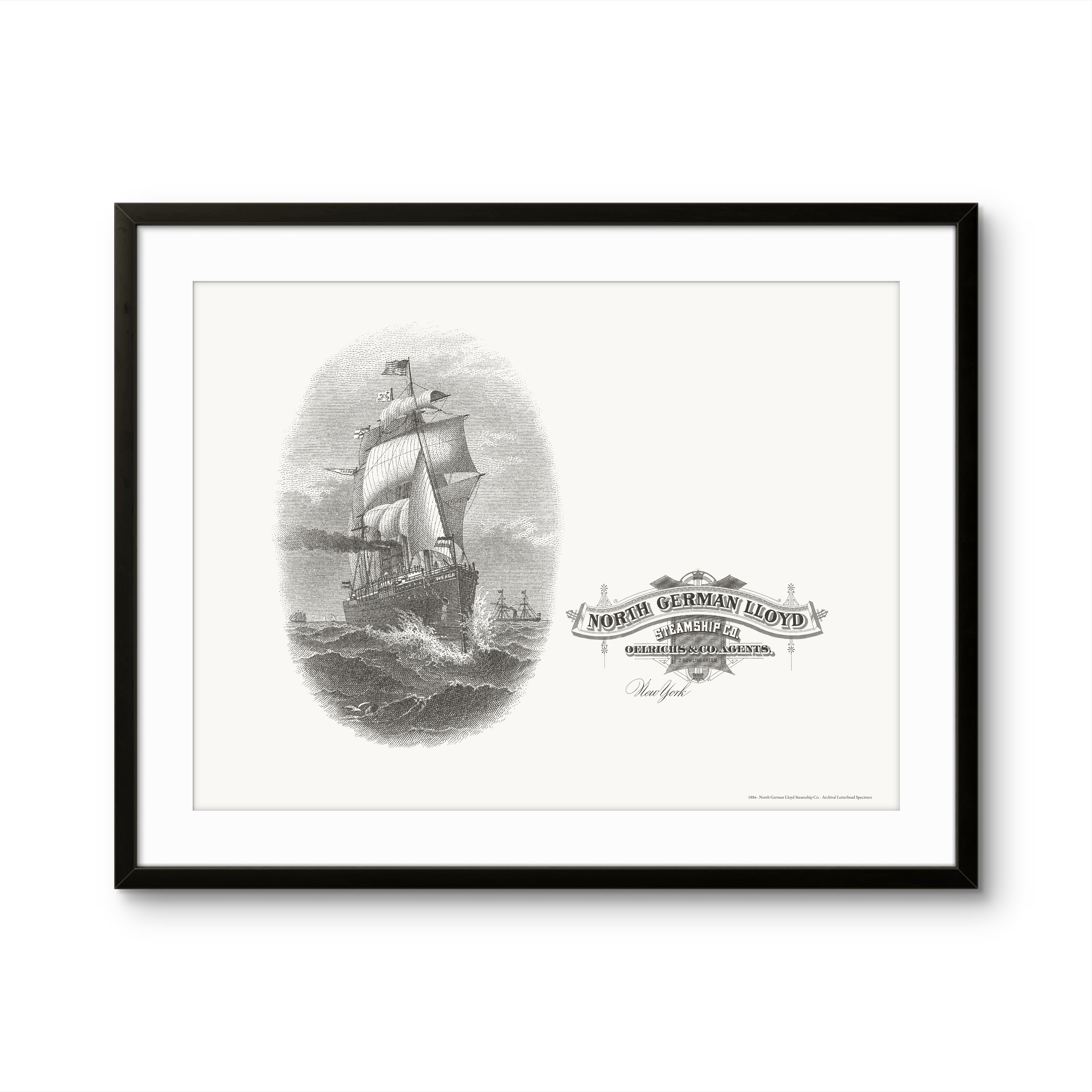 North German Lloyd Steamship Co. — 1884 | Framed Print