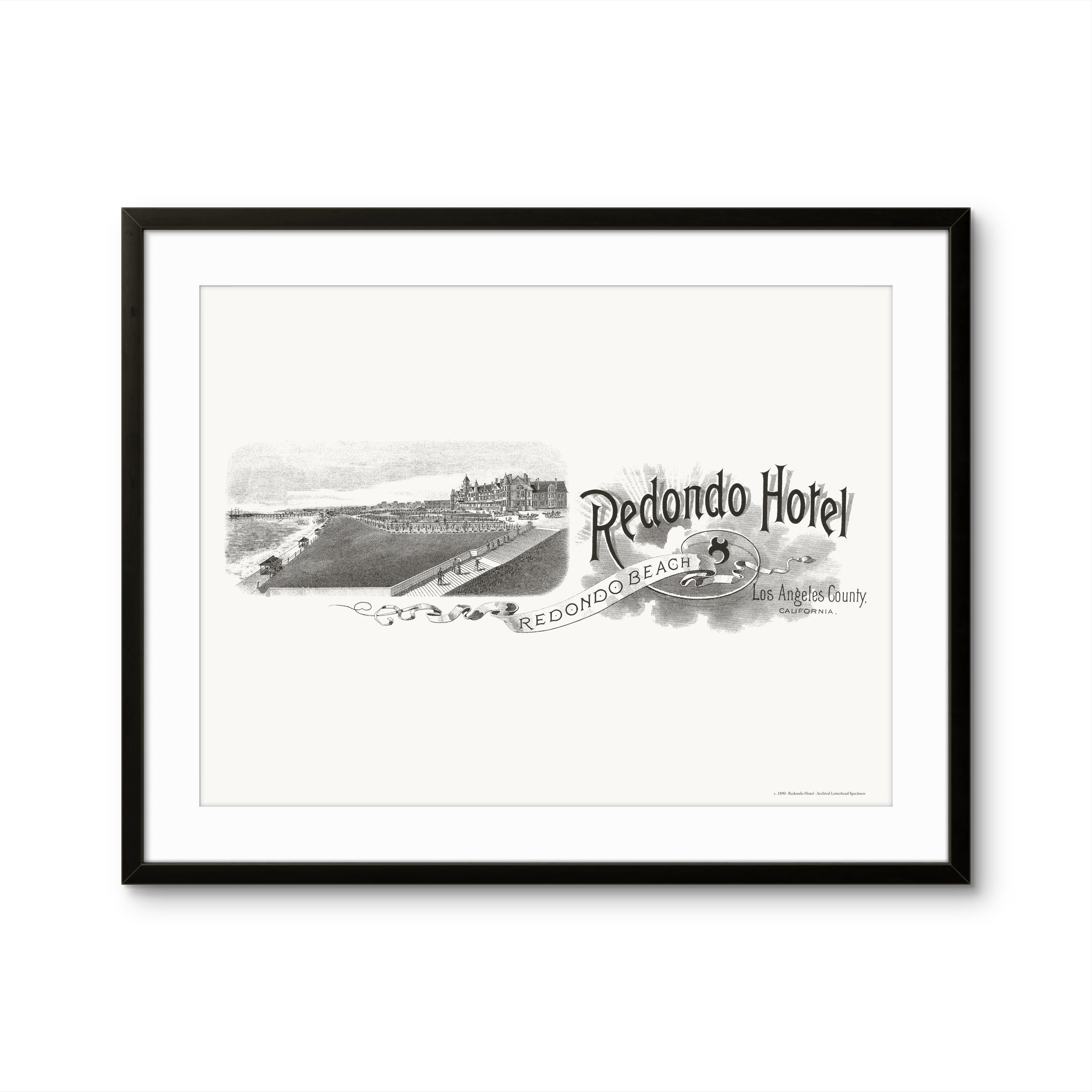 Redondo Hotel, Redondo Beach, CA — c. 1890 | Framed Print