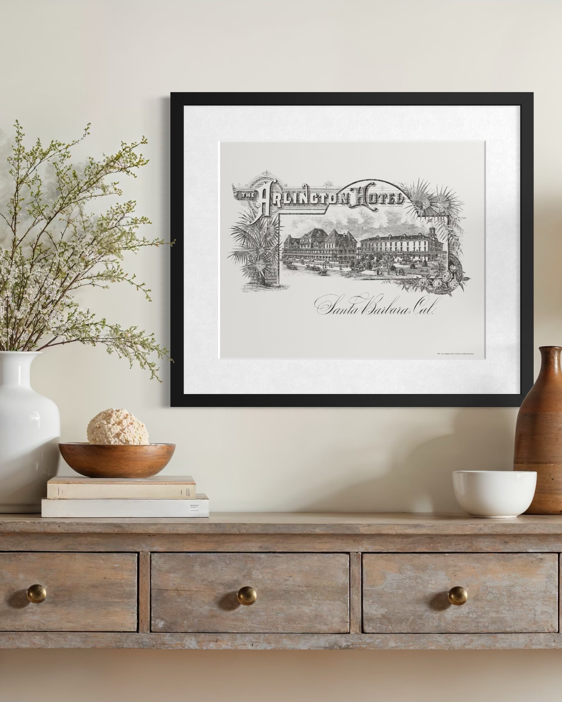 The Arlington Hotel, Santa Barbara, CA - 1893 | Framed Print