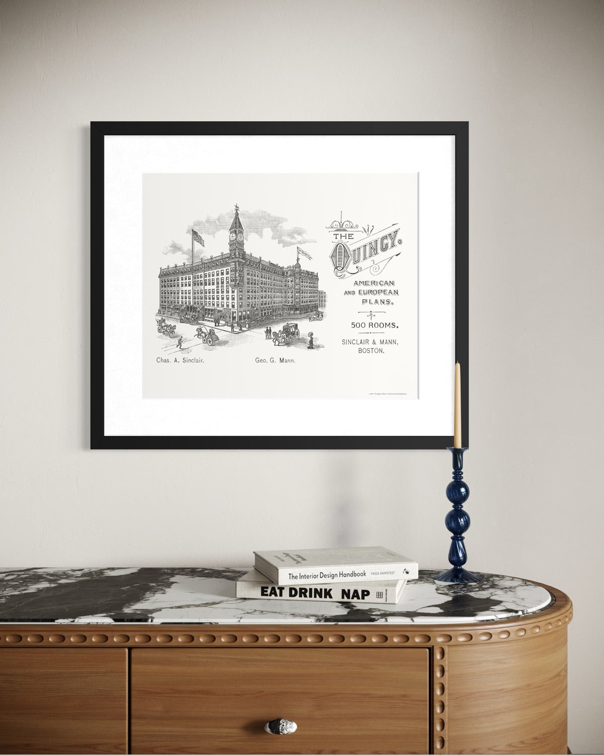 The Quincy Hotel, Boston, MA - c. 1890 | Framed Print