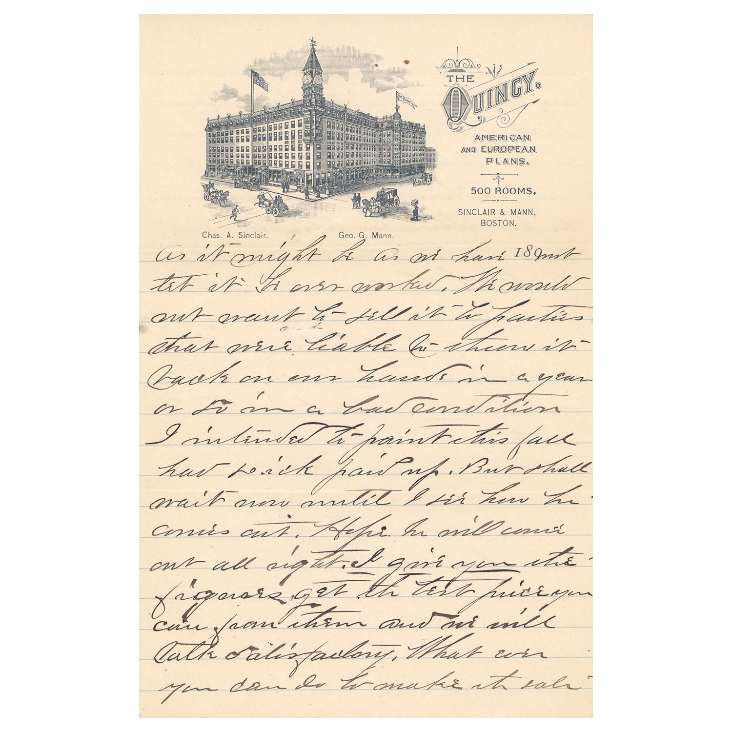 The Quincy Hotel, Boston, MA - c. 1890 | Framed Print