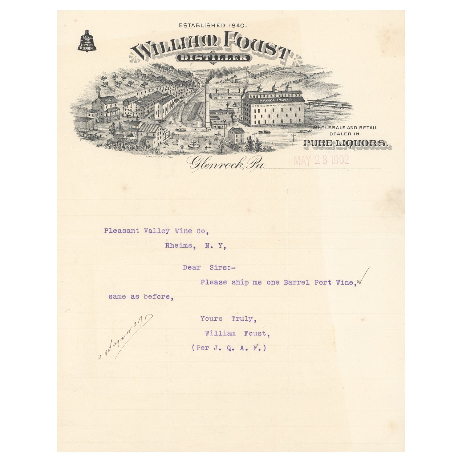 William Foust Distiller — 1902 | Framed Print